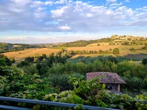 a view of a field with a house on a hill at Villa Morneto in Vignale