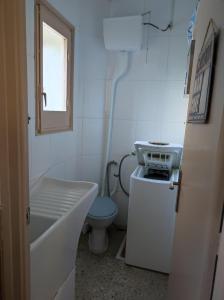 a small bathroom with a toilet and a sink at Casa Albano in Baldellou