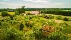 eine Luftansicht eines Bauernhofs mit einem Haus und Bäumen in der Unterkunft Vetsi Talli Holiday Village in Kassari