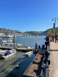 a group of boats are docked at a marina at Chalet Bonair Spacious comfortable 2 Bedroom Chalet sleeping 4 Dartmouth in Dartmouth