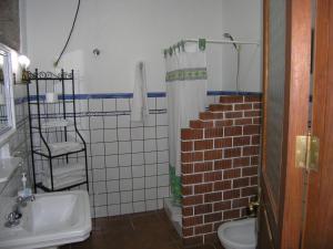 a bathroom with a toilet and a shower and a sink at La Casita de Andres 1 in Agüimes