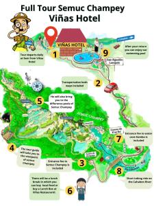 eine Karte des Disneyvez china Hotels in der Unterkunft Viñas Hotel in Lanquín