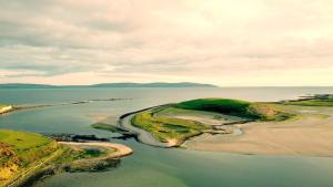 an aerial view of an island in the water at Atlantic Lodge in Galway