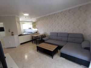 salon z kanapą i stołem oraz kuchnia w obiekcie Costa Sol, 1 bedroom apartment. w Aronie