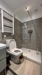 un baño con inodoro y ducha en Le Petit Patio, en Aix-en-Provence 25 fotos más