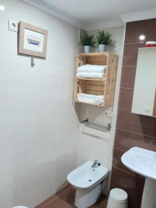 カルダス・デ・レイスにあるApartamentos CMのバスルーム(白いトイレ、シンク付)