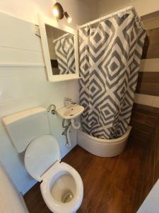 ein kleines Badezimmer mit Toilette und Waschbecken in der Unterkunft Apartments - Buffet 2B in Sveti Juraj