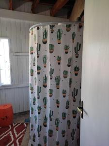 a door with cactus drawings on it in a room at Yurt Tree, romântico e confortável, experiência unica in Jacutinga +38 photos