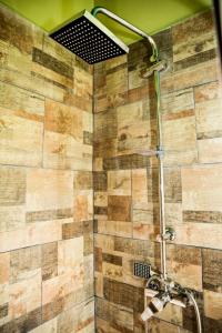 a shower with a shower head in a bathroom at Apartamentos turísticos LAS CARBALLEDAS in Rabanal del Camino