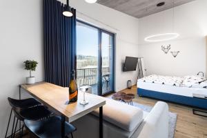 Postel nebo postele na pokoji v ubytování Apartmán v Tee house Čeladná