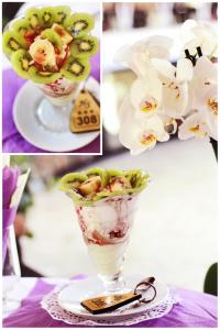 a collage of pictures of a dessert in a vase at Hotel Scoica in Jupiter