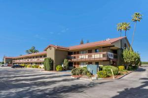 a hotel with palm trees and a parking lot at Best Western Orchard Inn in Turlock