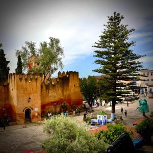 un grande castello con un albero di fronte di Dar el Khzana a Chefchaouen