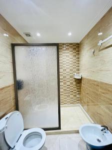 丹吉尔welcom to castilla的带淋浴、马桶和水槽的浴室
