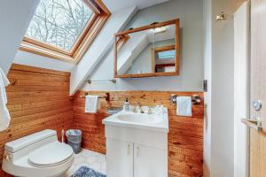 un baño con inodoro y lavabo en The Liechtenstein Haus, en Bartlett 33 fotos más