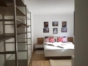 a bedroom with a bunk bed and a ladder at LaSiesta Merano in Merano
