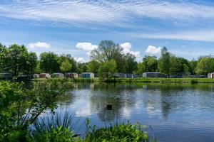 阿姆斯特尔芬EuroParcs Het Amsterdamse Bos的享有湖泊美景,设有房屋