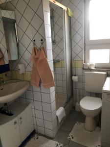 a bathroom with a toilet and a sink at Hava 2 in Sarajevo +9 photos