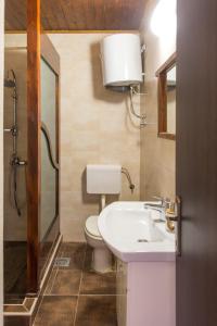 ein Badezimmer mit einem weißen Waschbecken und einem WC in der Unterkunft Apartments Kole in Rafailovici