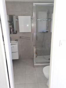 a bathroom with a shower and a toilet at la picarde in La Seyne-sur-Mer