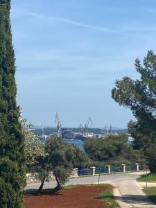 a view of a harbor from a road at Villa Mara in Pula