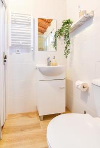bagno bianco con servizi igienici e lavandino di CASA DA ALDEIA II ad Alcaria Ruiva