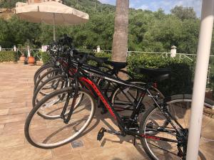 two bikes parked next to each other under an umbrella at Golden Sun in Parga
