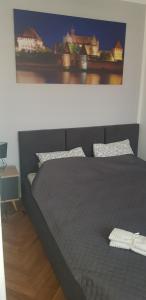 Posteľ alebo postele v izbe v ubytovaní Apartament u Kasi z widokiem na Zamek Malborski