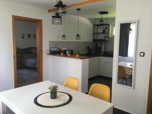 Kuchyň nebo kuchyňský kout v ubytování KATÓ APARTMAN