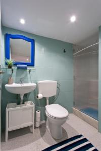 ポルトにあるOporto Blue Picaria - Unique Citycenter Apartmentのバスルーム(トイレ、洗面台付)