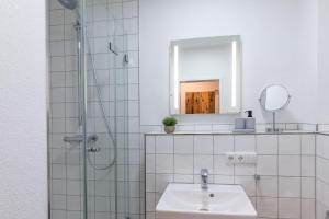 Et badeværelse på Haus Treibholz Apartment 6