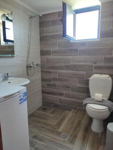 a bathroom with a toilet and a sink at Melissa Apartments in Frangokastello