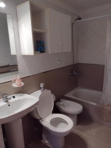 a bathroom with a toilet and a sink and a tub at VISTAS DEL GOLF in Mar del Plata