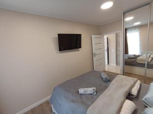 Posteľ alebo postele v izbe v ubytovaní APARTAMENTY BARSKA 69