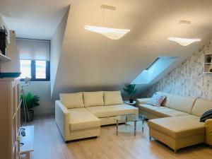 a living room with two couches and a table at Apartamento SOFIA in Tordesillas
