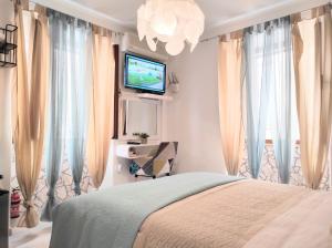 a bedroom with a television and a bed at Apartments & Rooms As in Vis