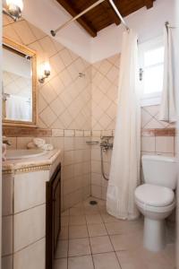 a bathroom with a toilet and a sink and a mirror at Escape to Mykonos - Entire place by Ornos beach in Ornos