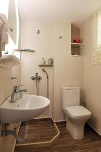 une salle de bain avec un lavabo et des toilettes dans l'établissement Nostos Apartment, à Ermoúpoli