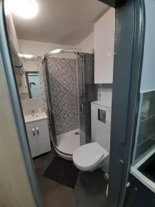 Kúpeľňa v ubytovaní Vízparti gyermekbarát teljesen felújított Apartman, őrzött, saját strand, parkoló, étterem + 29 fotografií