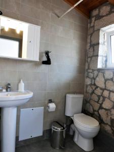 a bathroom with a toilet and a sink at Το Λαϊνάκι by Fox Tale Guest House in Fternón