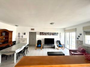 TV a/nebo společenská místnost v ubytování Exceptional view facing sea of Givat Olga Hadera