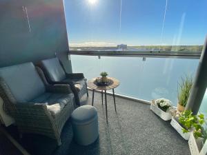 Výhled na řeku, která protéká v blízkosti apartmánu