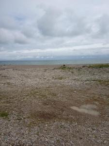 an empty field with the ocean in the background at Квартира Гудоу in Gudauta