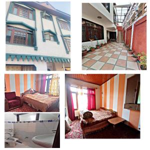 a collage of four pictures of a house at Al Amin Homestay in Srinagar