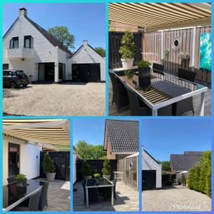 een collage van vier foto's van een huis bij Design BB Bed Bike Family Cottage in Spakenburg in Spakenburg
