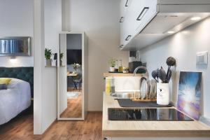 eine Küche mit einem Waschbecken im Zimmer in der Unterkunft E&F Luxury Apartments in Pula + 2 Fotos