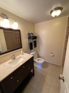 a bathroom with a sink and a toilet and a mirror at The Century House Bed and Breakfast Ottawa in Ottawa +27 photos