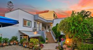 a house with a lot of plants in a yard at ''Meraviglia casa'' Ariadne in Kato Daratso