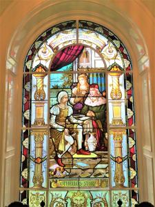 a stained glass window in a church at Astley Bank Hotel in Darwen
