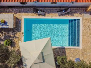 an overhead view of a blue swimming pool at Villa Štrkalj ZadarVillas in Murvica